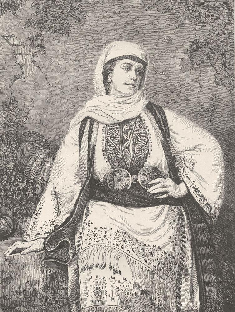 GREECE. Greek woman of Elefsina/Elefsina 1894 old antique print picture